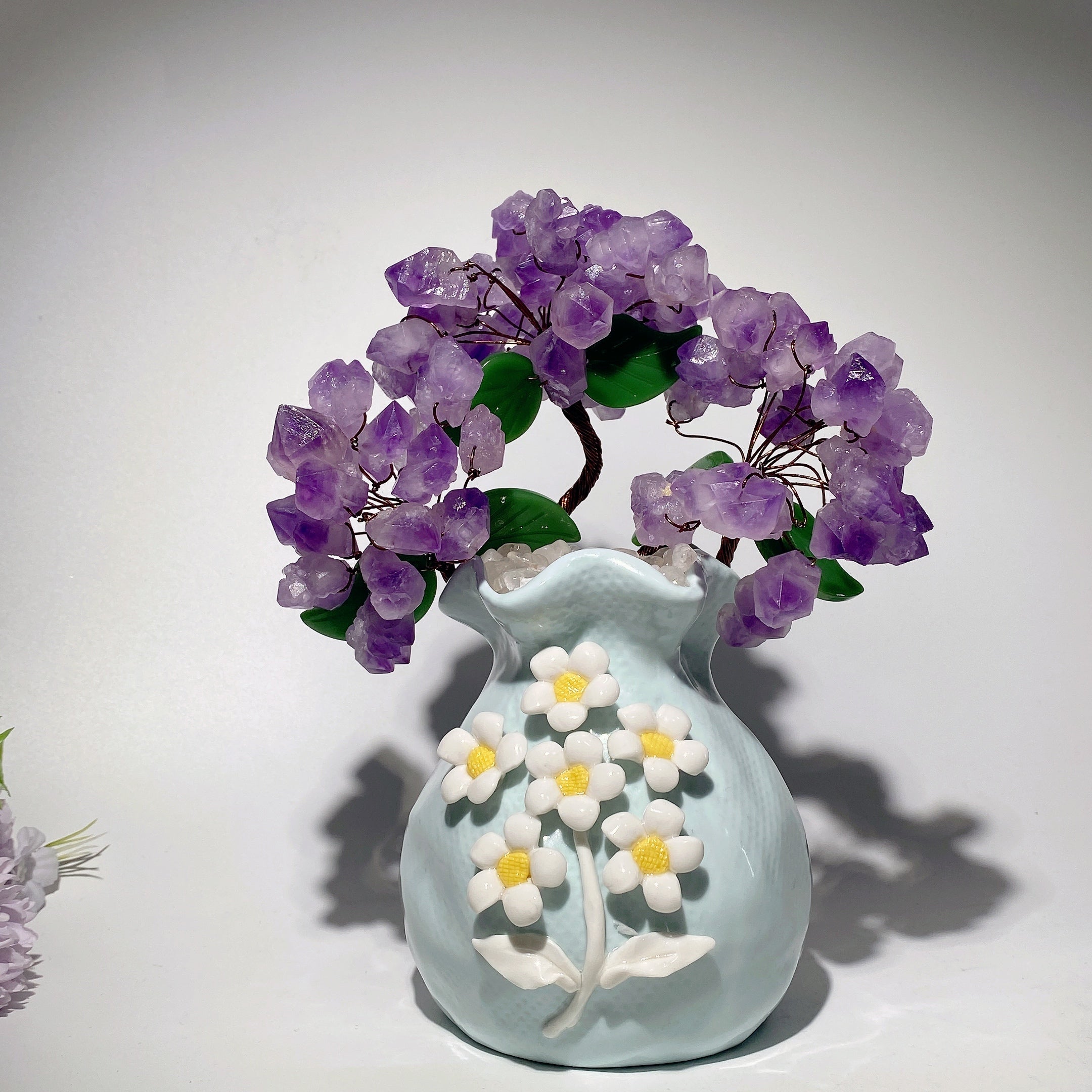 Amethyst Flower Ceramic Vase 20cm & 38cm for Spiritual Decor