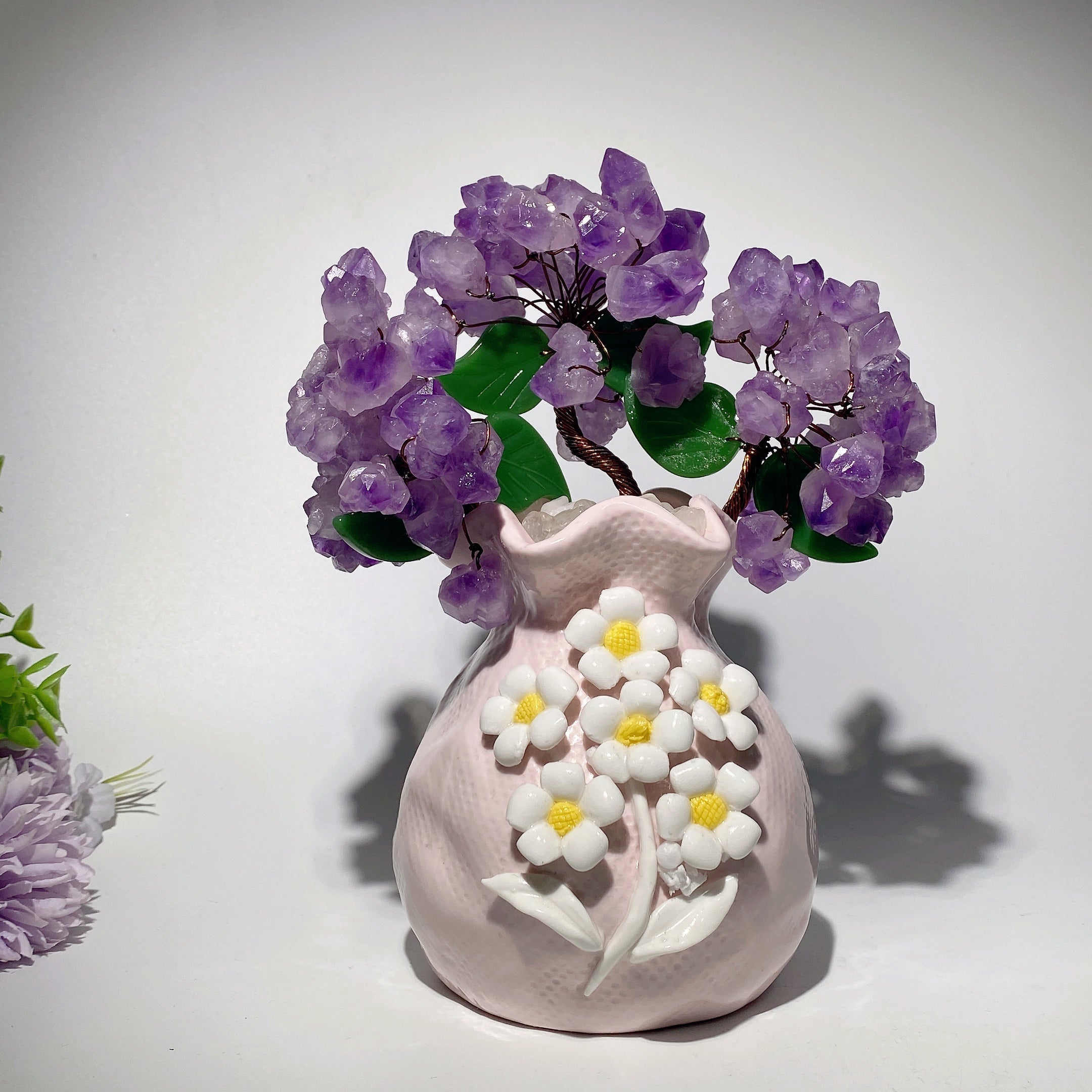 Amethyst Flower Ceramic Vase 20cm & 38cm for Spiritual Decor