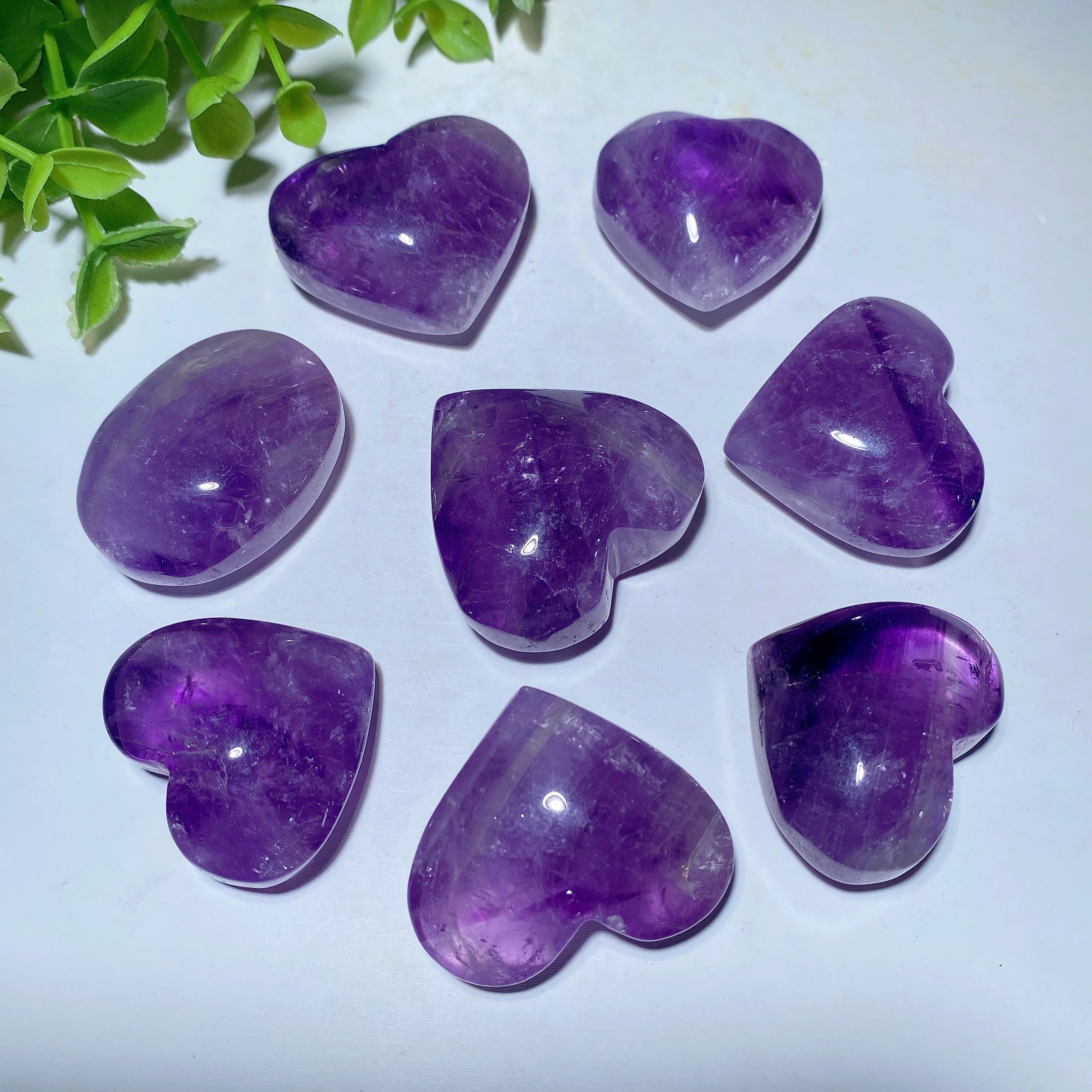 Amethyst Heart Crystal Carvings 1.2-1.5 inch Healing Stones