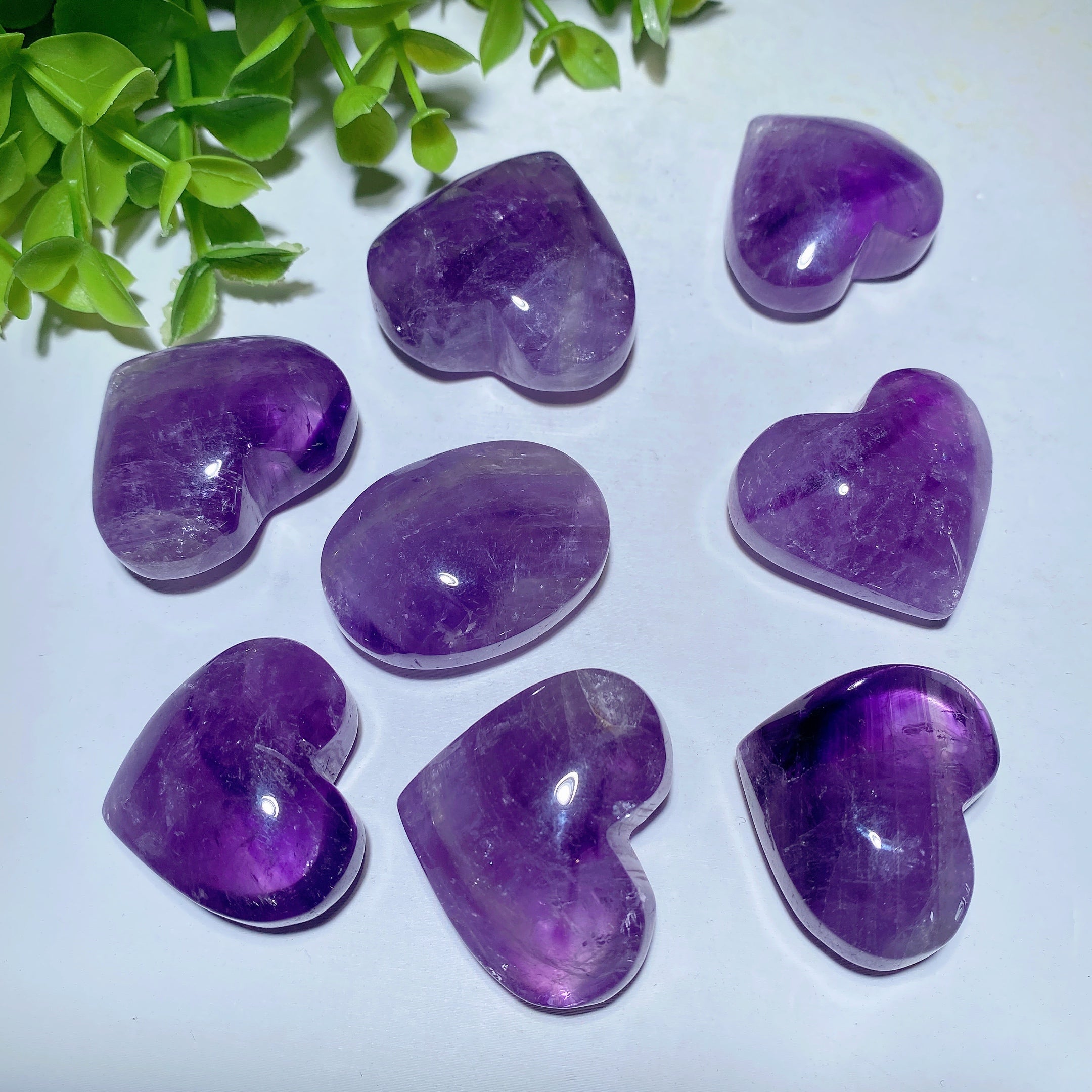 Amethyst Heart Crystal Carvings 1.2-1.5 inch Healing Stones