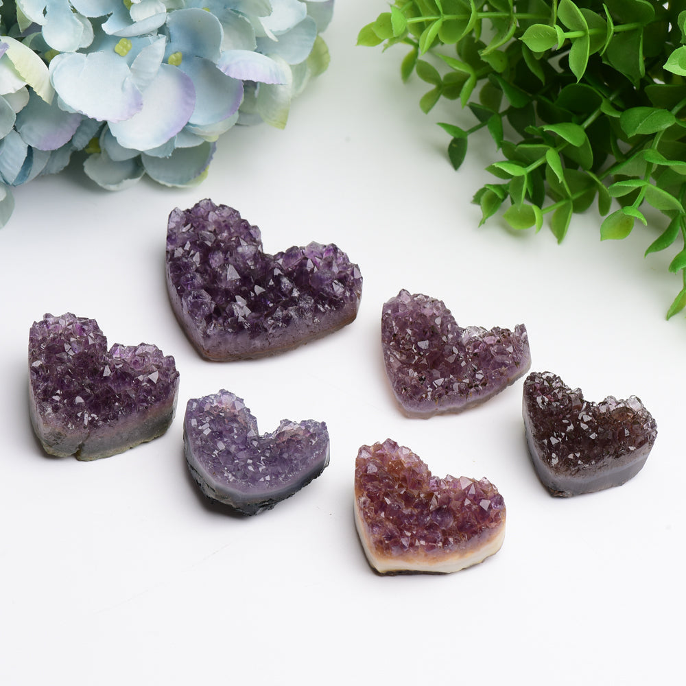 Amethyst Heart Crystal Cluster 1.2-2.5 inch Carved Stone