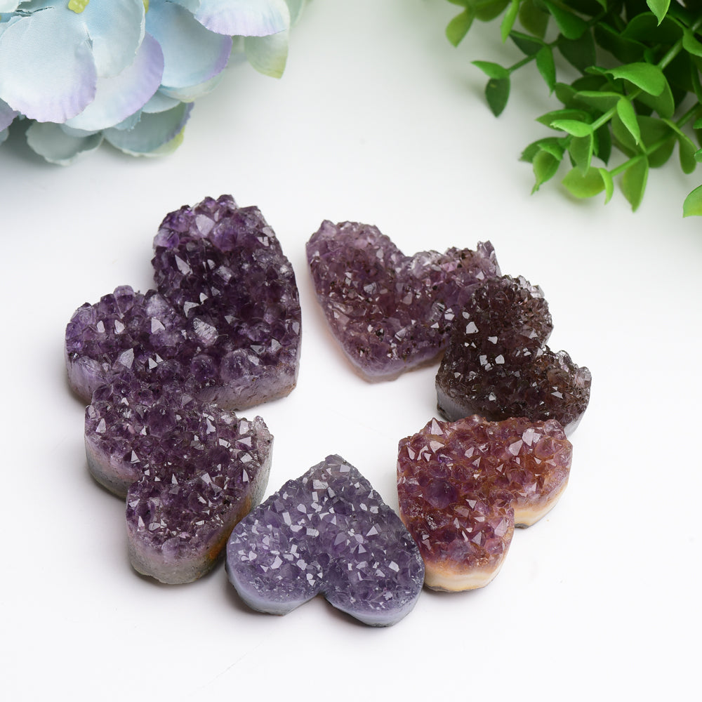 Amethyst Heart Crystal Cluster 1.2-2.5 inch Carved Stone