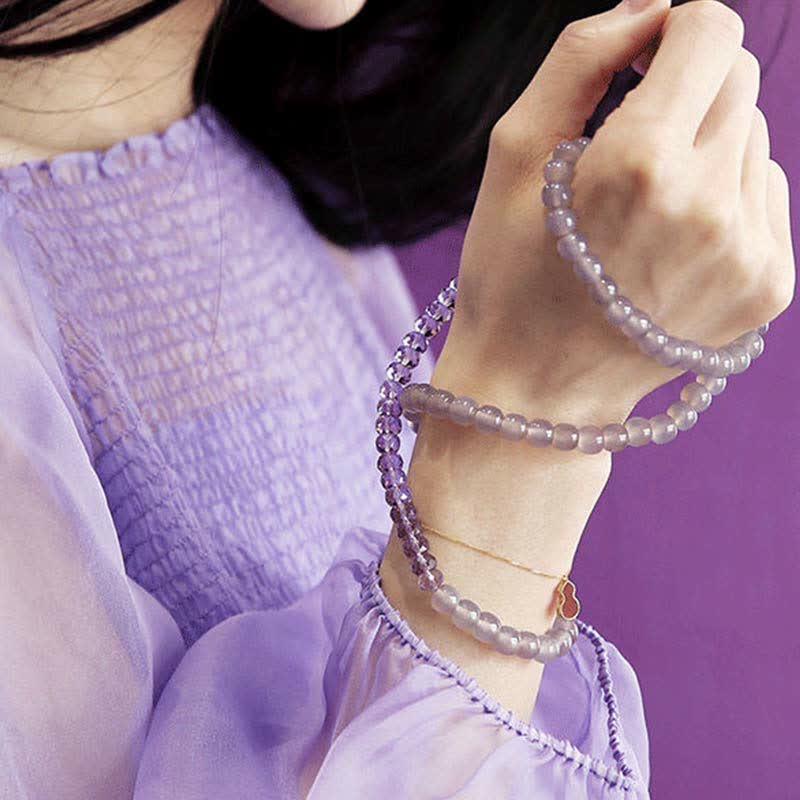 Amethyst Meditation Bracelet Natural Crystal Healing 15.5cm