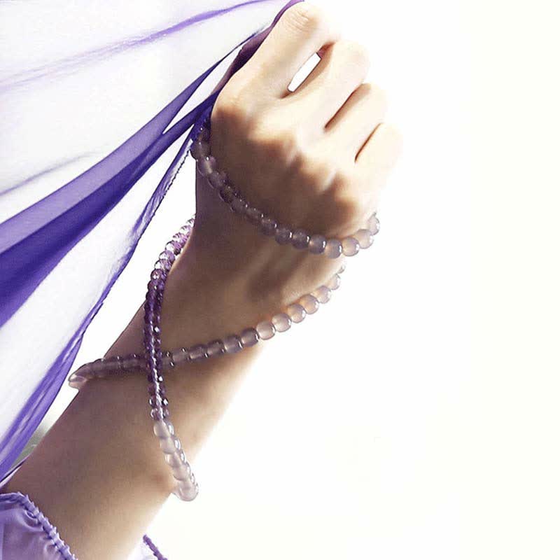 Amethyst Meditation Bracelet Natural Crystal Healing 15.5cm