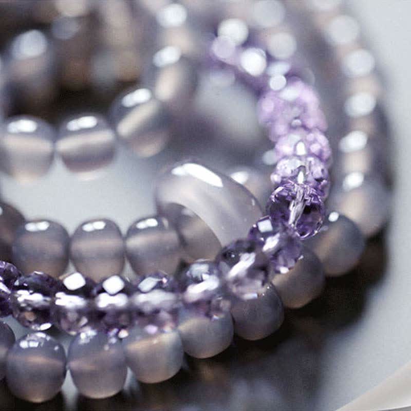 Amethyst Meditation Bracelet Natural Crystal Healing 15.5cm