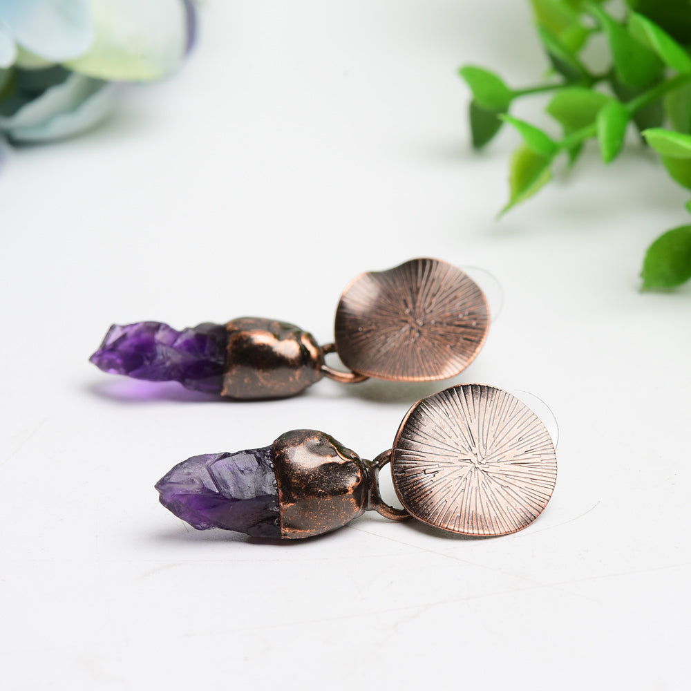 Amethyst and Rose Quartz Crystal Healing Earrings