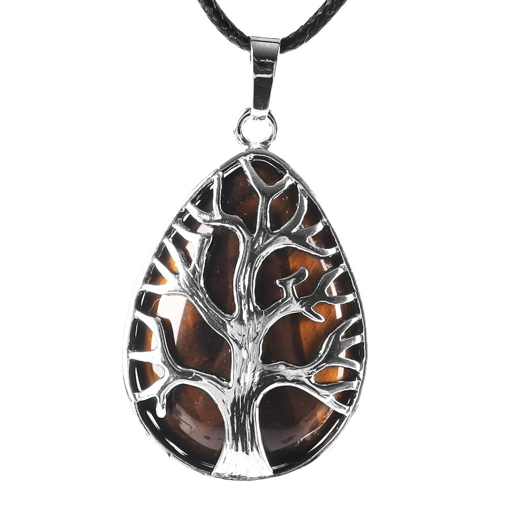 Amethyst Tree of Life Pendant 1.02 Inch Teardrop Crystal