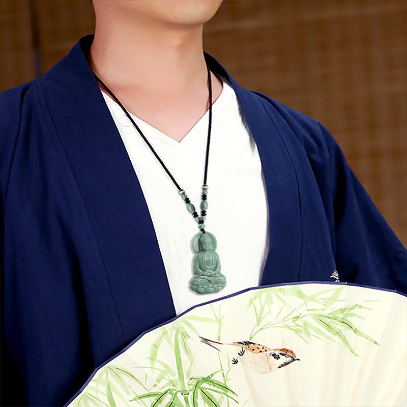 Amitabha Buddha Jade Amulet Necklace Compassion Symbol