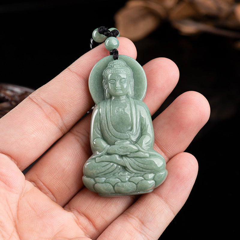 Amitabha Buddha Jade Amulet Necklace Compassion Symbol