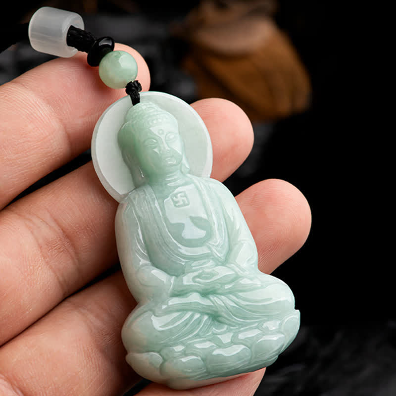 Amitabha Buddha Jade Amulet Necklace Compassion Symbol
