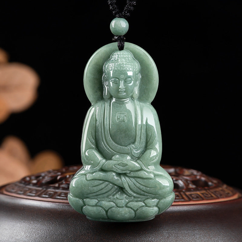 Amitabha Buddha Jade Amulet Necklace Compassion Symbol