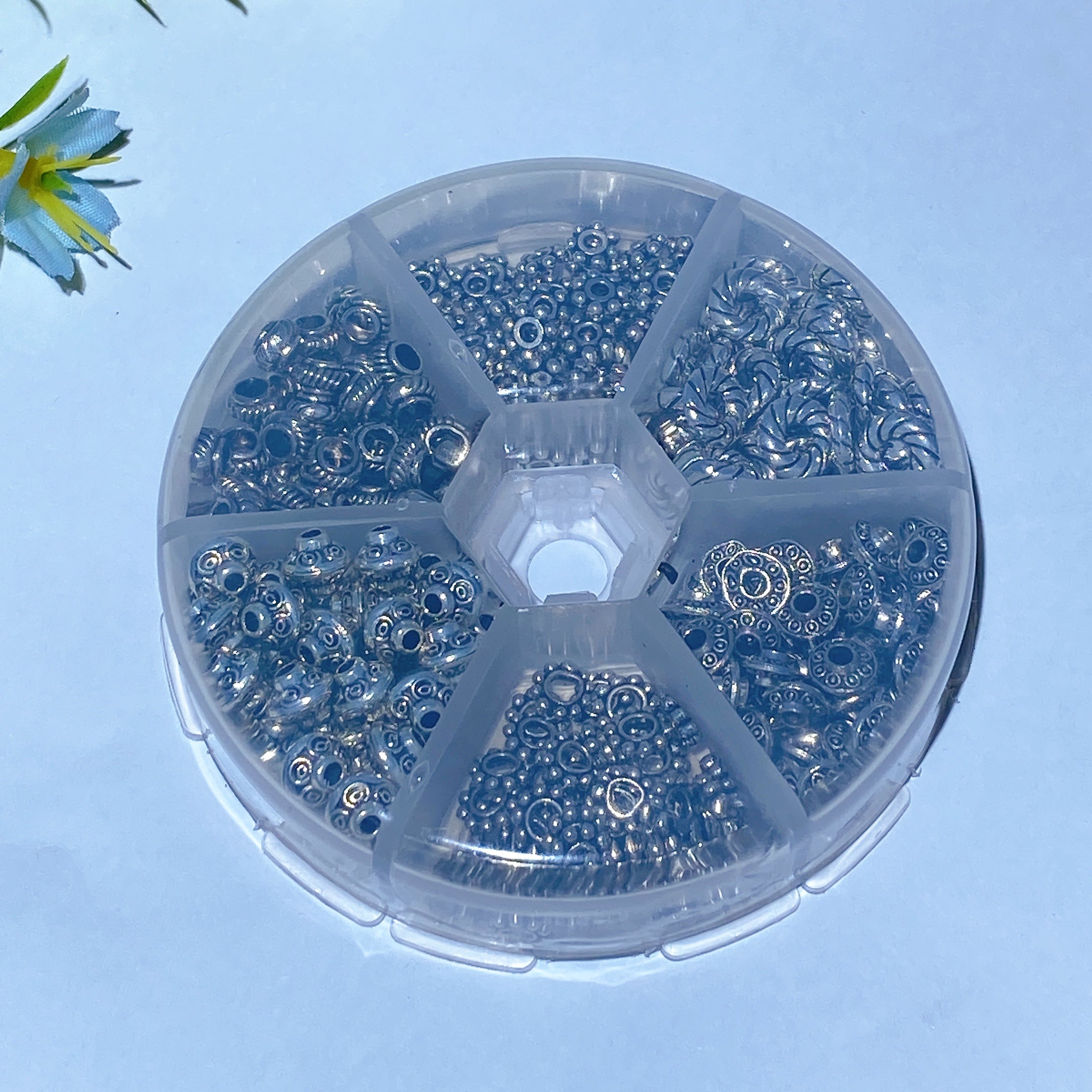Antique Silver Spacer Beads Box for Spiritual Jewelry DIY