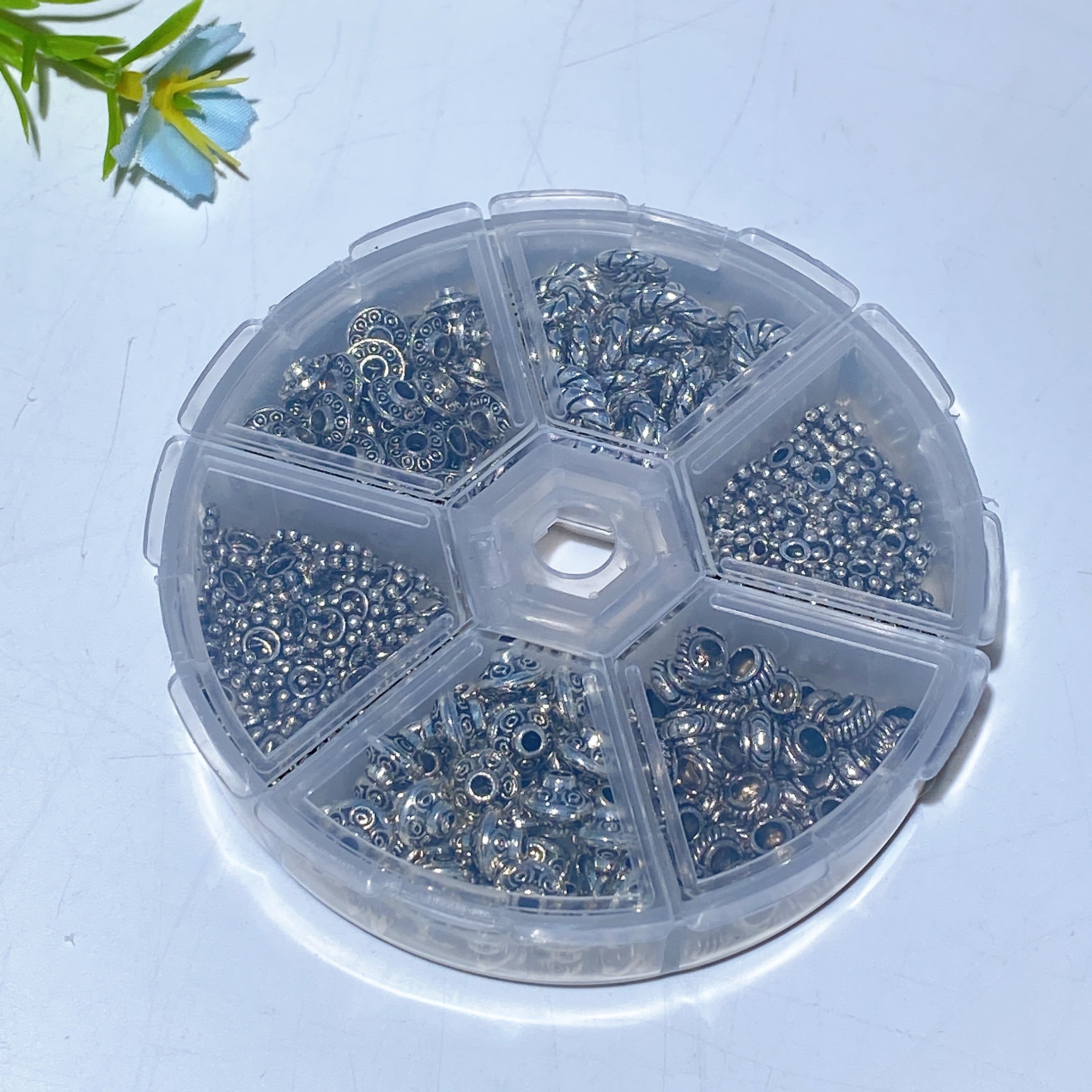 Antique Silver Spacer Beads Box for Spiritual Jewelry DIY