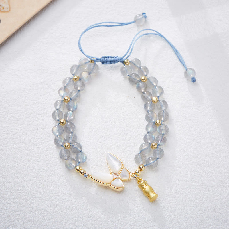 Aquamarine Amethyst Moonstone Healing Bracelet | 5-6mm Beads