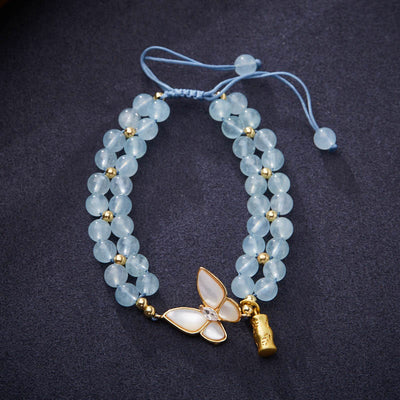 Aquamarine Amethyst Moonstone Healing Bracelet | 5-6mm Beads
