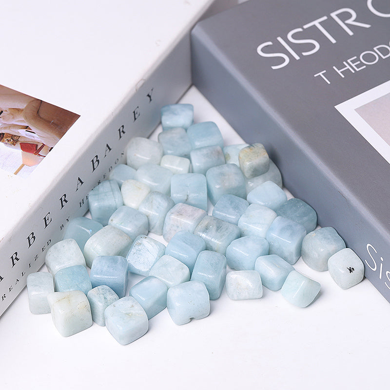 Aquamarine Crystal Cubes Bag 10-20mm for Healing & Meditation
