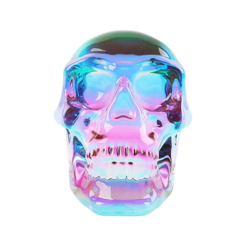 Aura Angel Crystal Glass Rainbow Skull Carving 2.9"