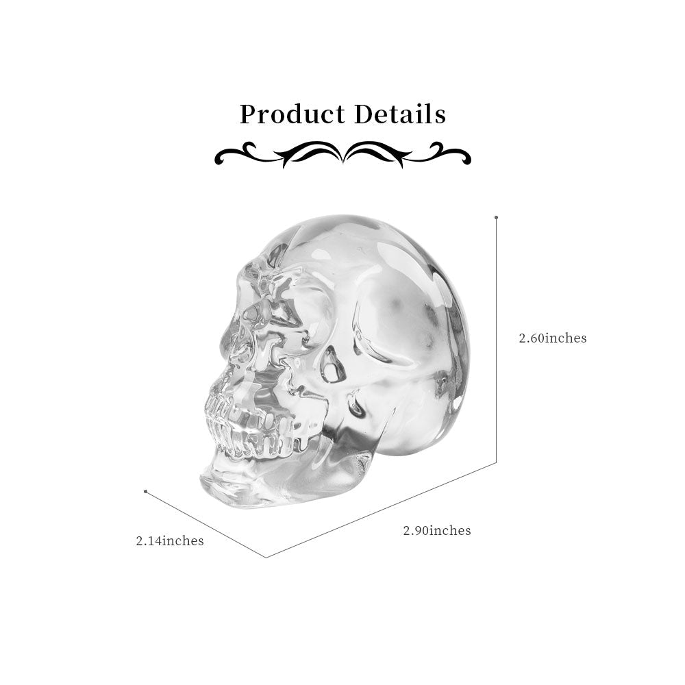 Aura Angel Crystal Glass Rainbow Skull Carving 2.9"