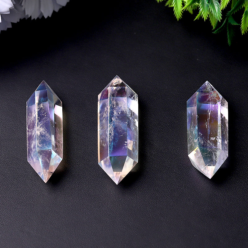 Aura Clear Quartz Double Terminated Crystal Point 3-Inch