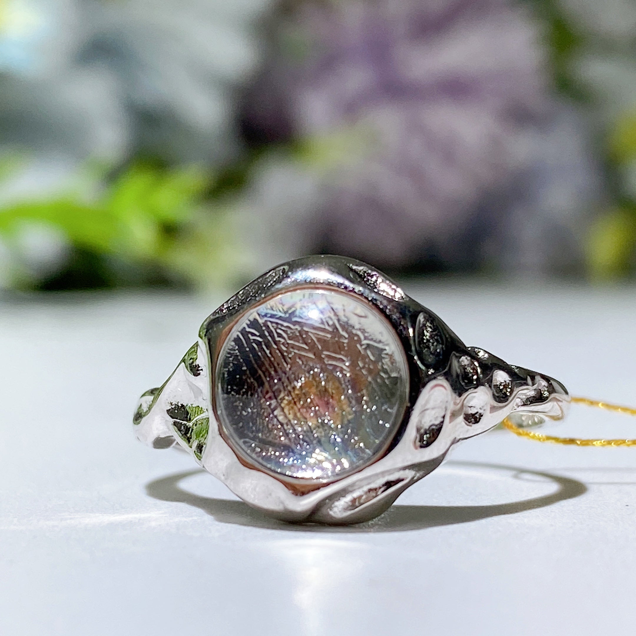 Aura Gibeon Meteorite Crystal Healing Adjustable Ring