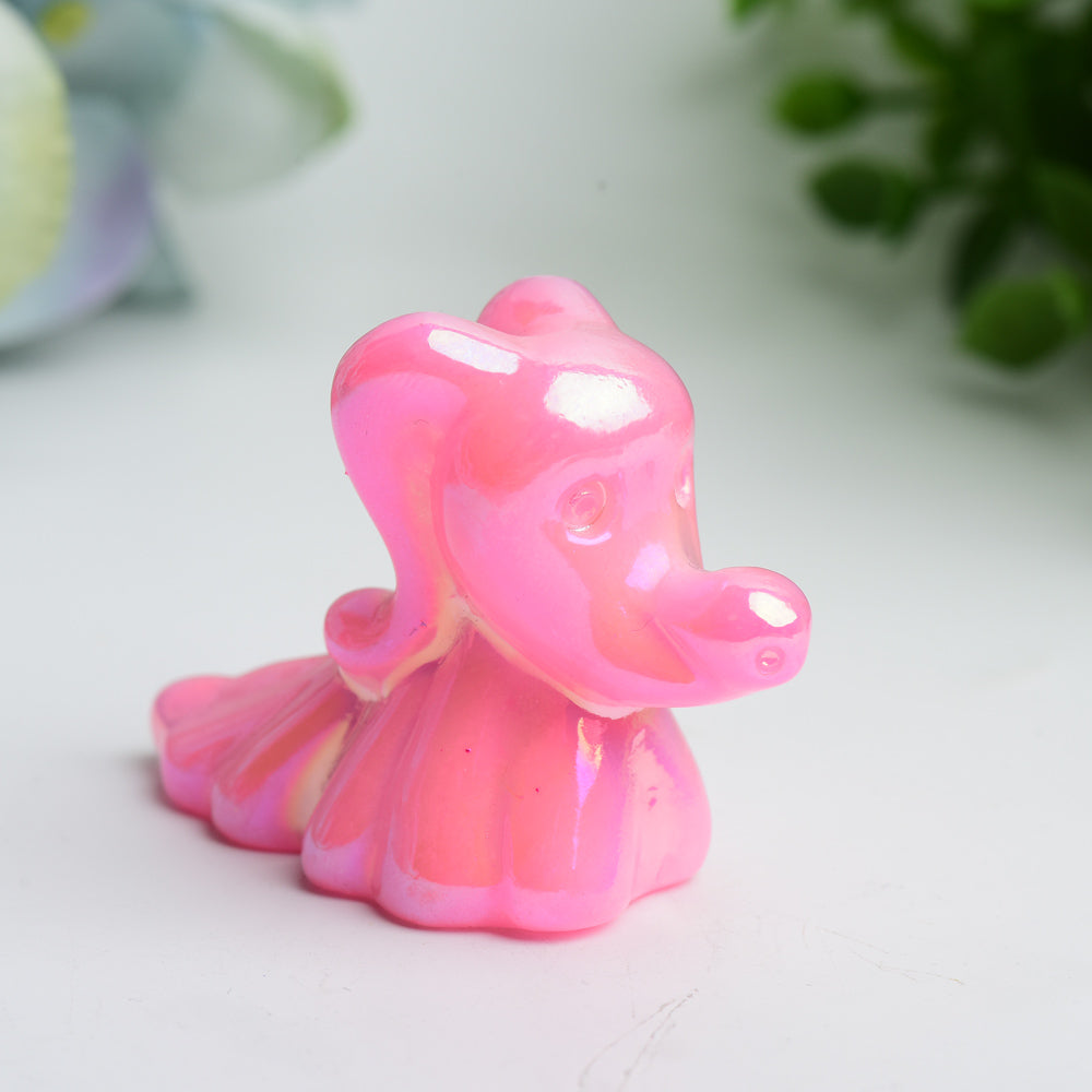 Aura Pink Crystal Cats Carvings 2-Inches Healing Figurines