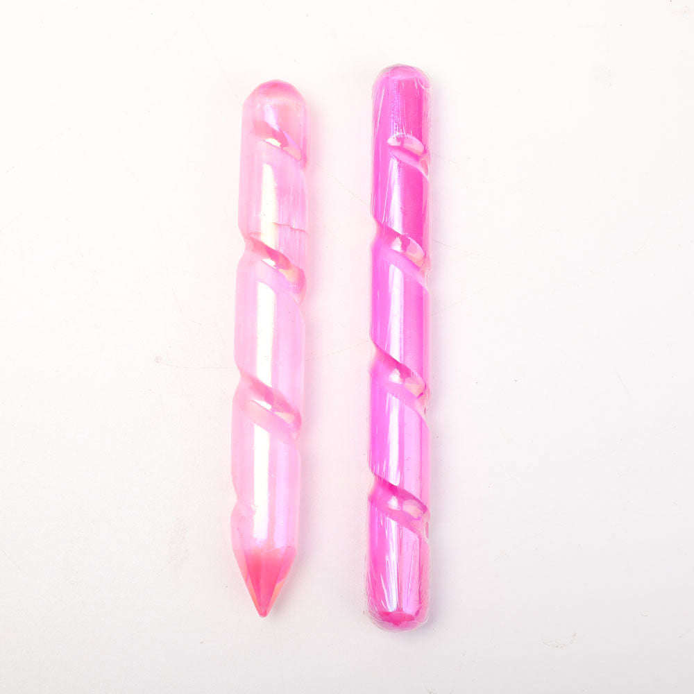 Aura Pink Spiral Crystal Selenite Wand 6-inch Healing