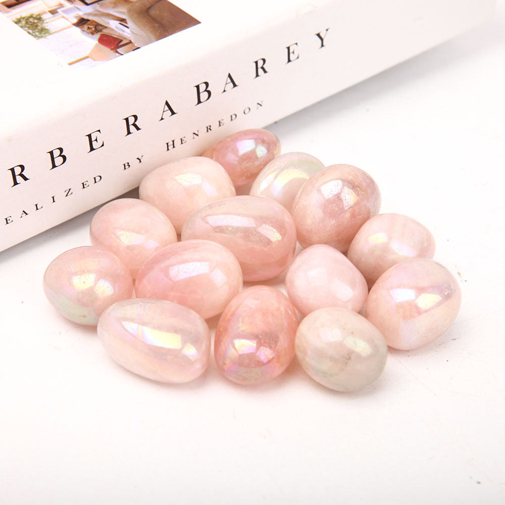 Aura Rose Quartz Angel Crystal Tumbles 2.5-3.5cm