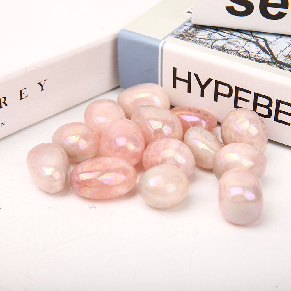 Aura Rose Quartz Angel Crystal Tumbles 2.5-3.5cm