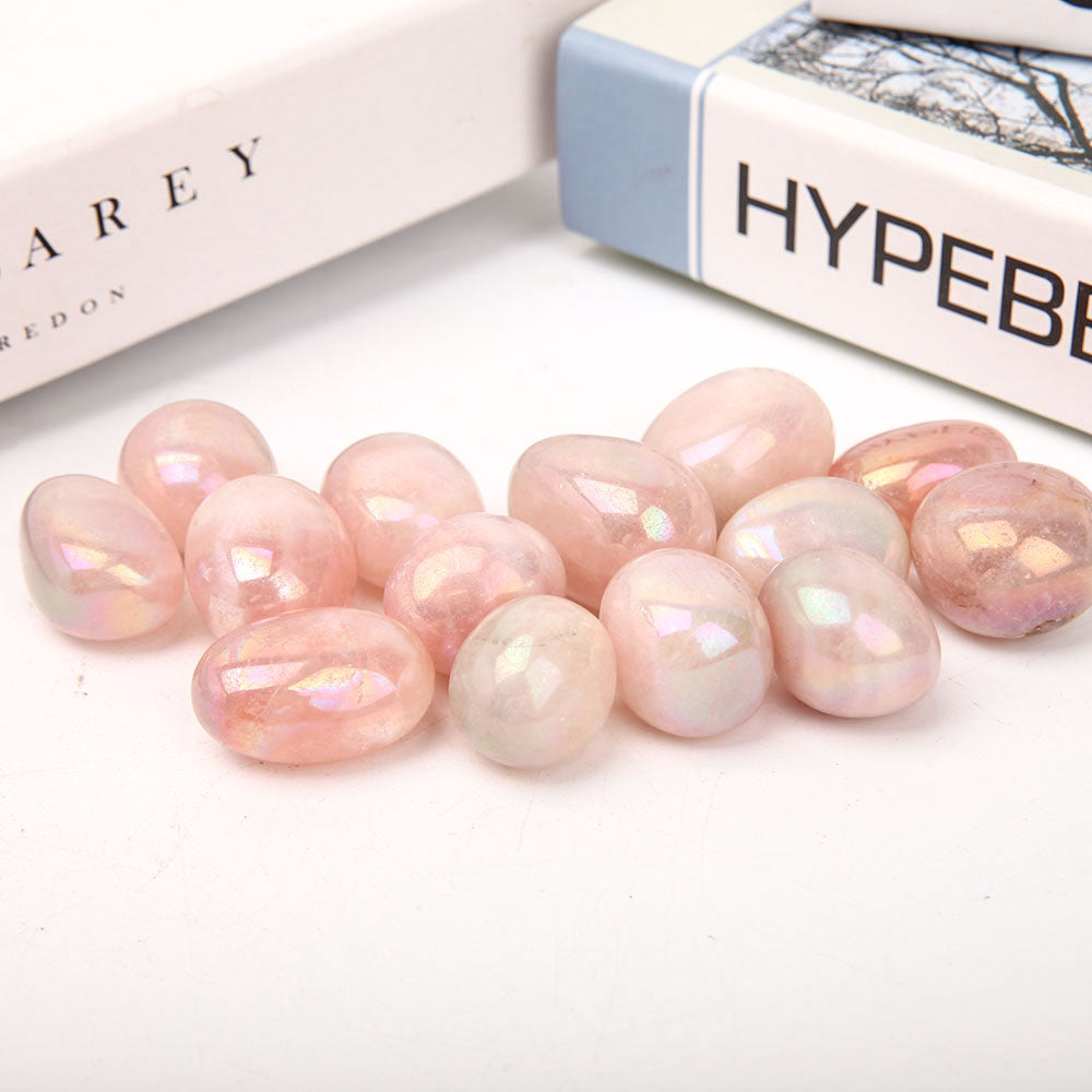 Aura Rose Quartz Angel Crystal Tumbles 2.5-3.5cm