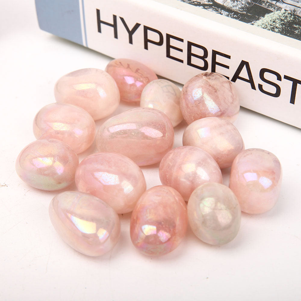 Aura Rose Quartz Angel Crystal Tumbles 2.5-3.5cm