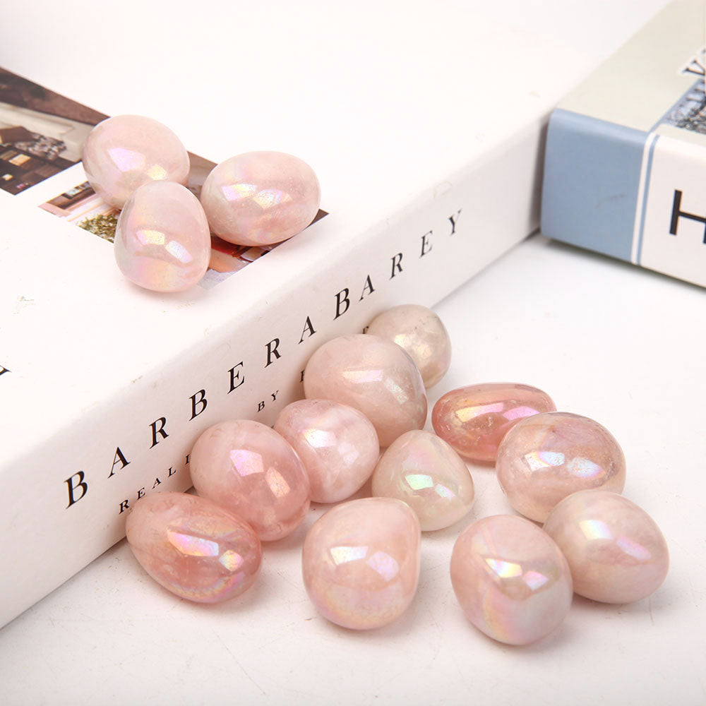 Aura Rose Quartz Angel Crystal Tumbles 2.5-3.5cm