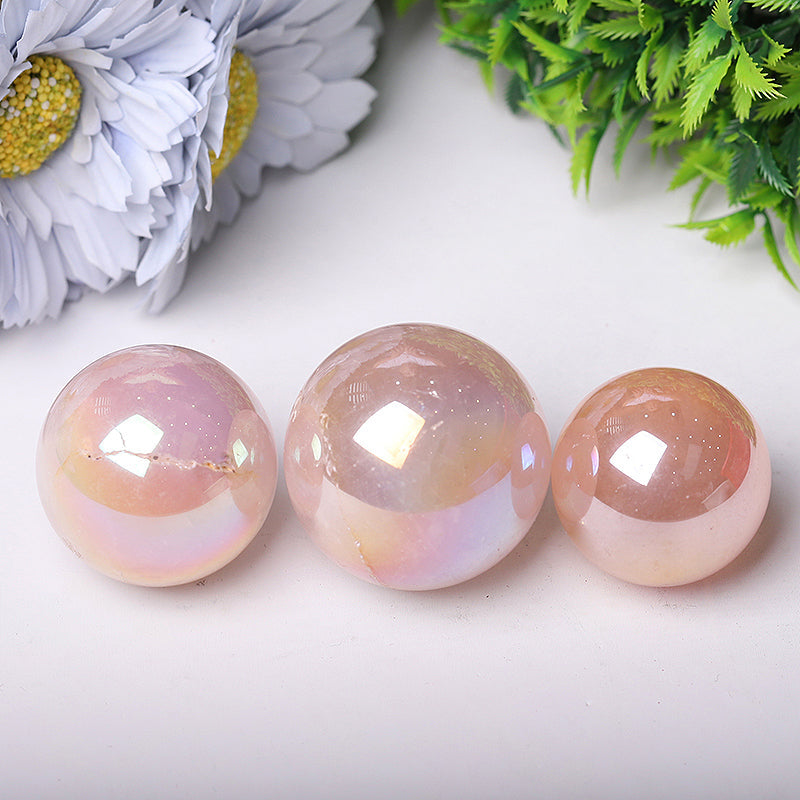 Aura Rose Quartz Crystal Sphere 20-35mm for Healing