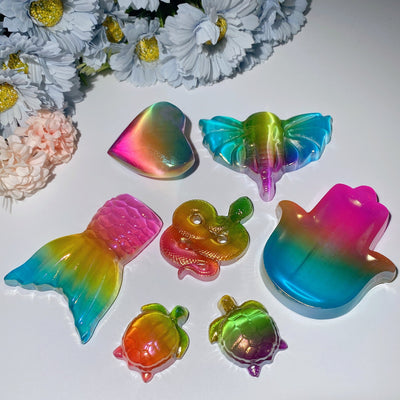 Aura Selenite Crystal Figurines 1.7-3.8 Inch Healing Carvings