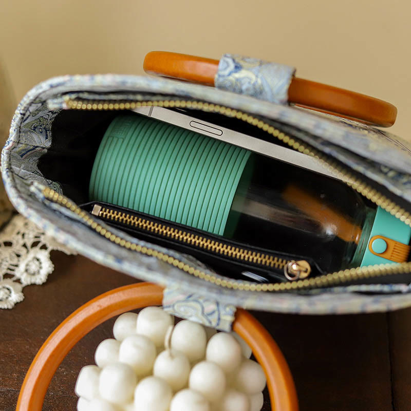 Auspicious Clouds Shell Print Handbag 26cm Classic Style