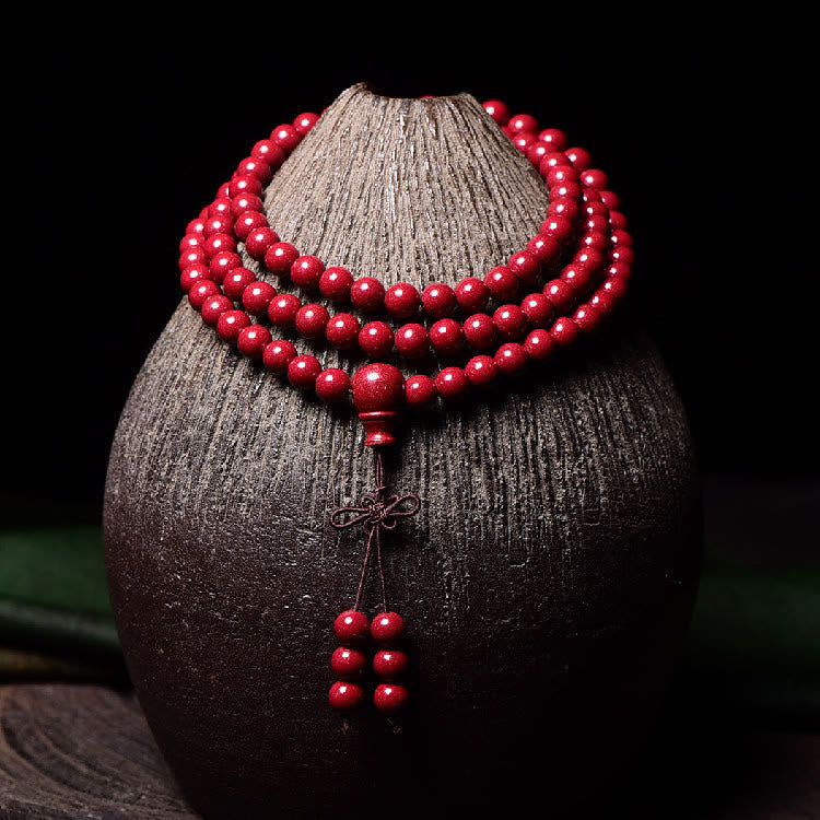 Cinnabar 108 Mala Beads Meditation Blessing Bracelet