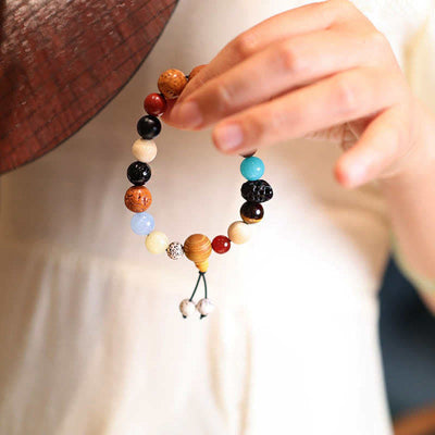 Bodhi Seed Agate Wisdom Mala Bracelet for Harmony