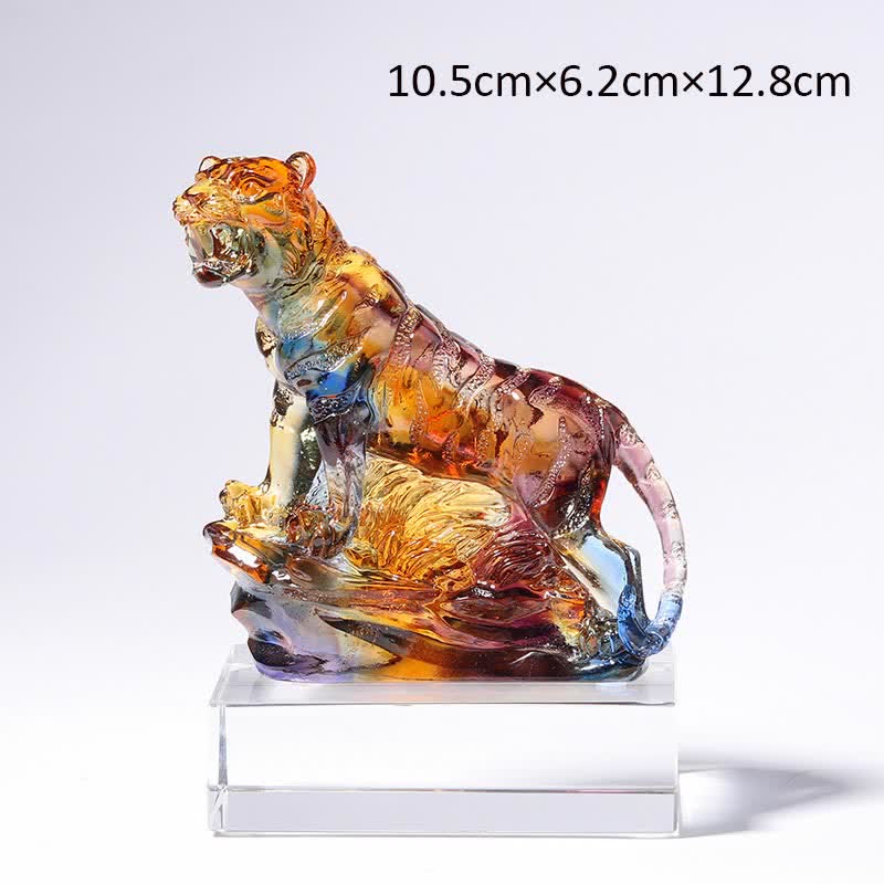 Handmade Liuli Crystal Tiger Art Piece | Protection Decor
