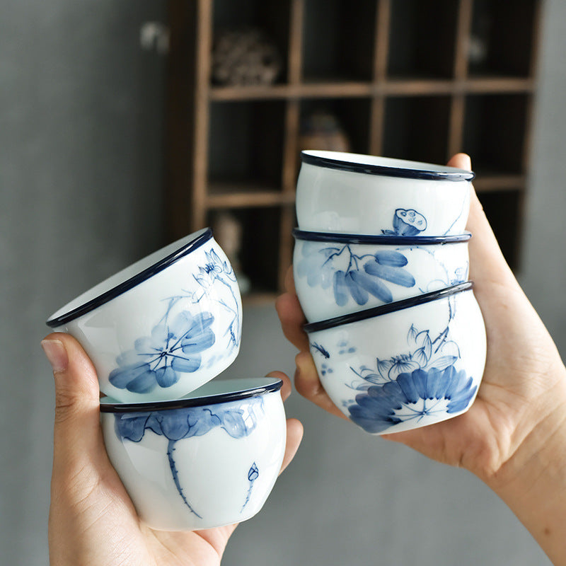 Ceramic Zen Meditation Teacup 130ml Koi Fish Lotus