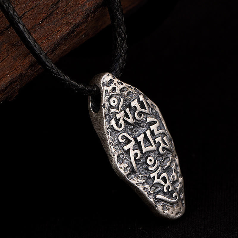 Sterling Silver Om Mani Padme Hum Necklace for Strength & Peace