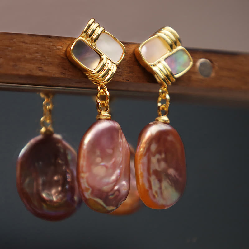 925 Sterling Silver Baroque Pearl Drop Earrings for Balance