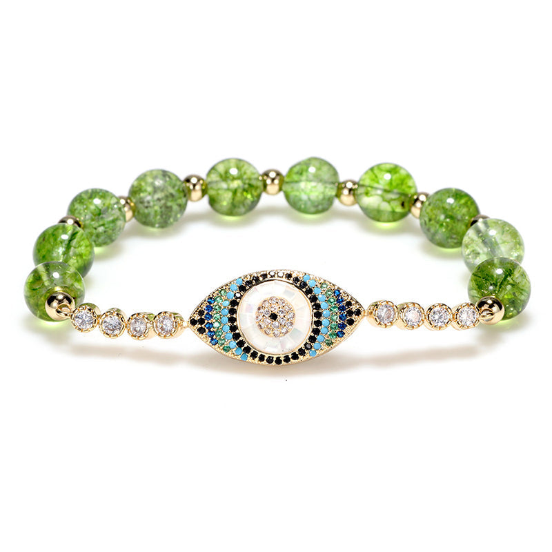 8mm Peridot Evil Eye Abundance Bracelet for Protection