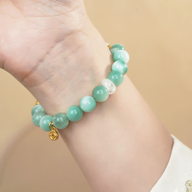 10mm Larimar Copper Coin Confidence Spiritual Bracelet