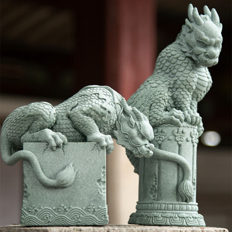 Standing Feng Shui Chinese Dragon Statue for Luck & Success
