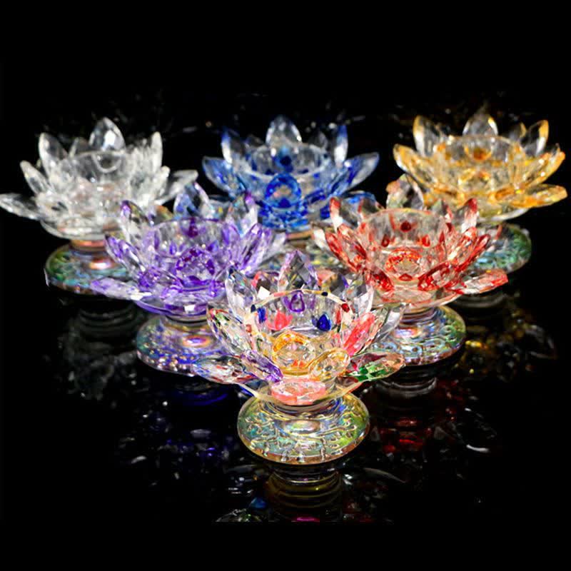 Lotus Flower Crystal Candle Holder | Spiritual Home Accent