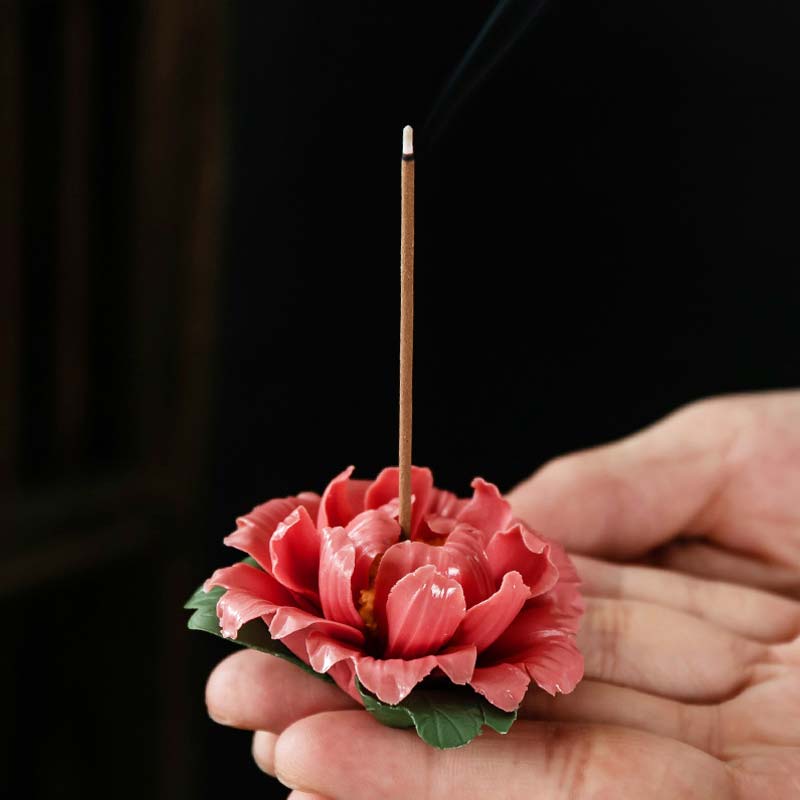 Tibetan Lotus Blessing Ceramic Stick Incense Holder
