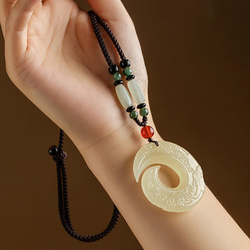 Jade Peace Buckle Necklace for Luck & Prosperity Pendant