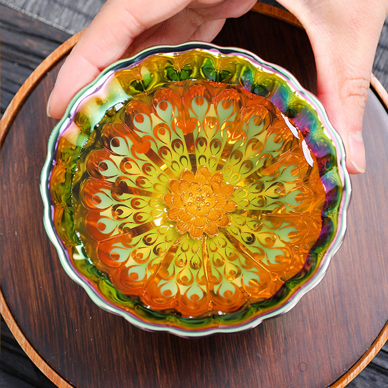 Vivid Peacock Jian Zhan Ceramic Tea Cup 110ml