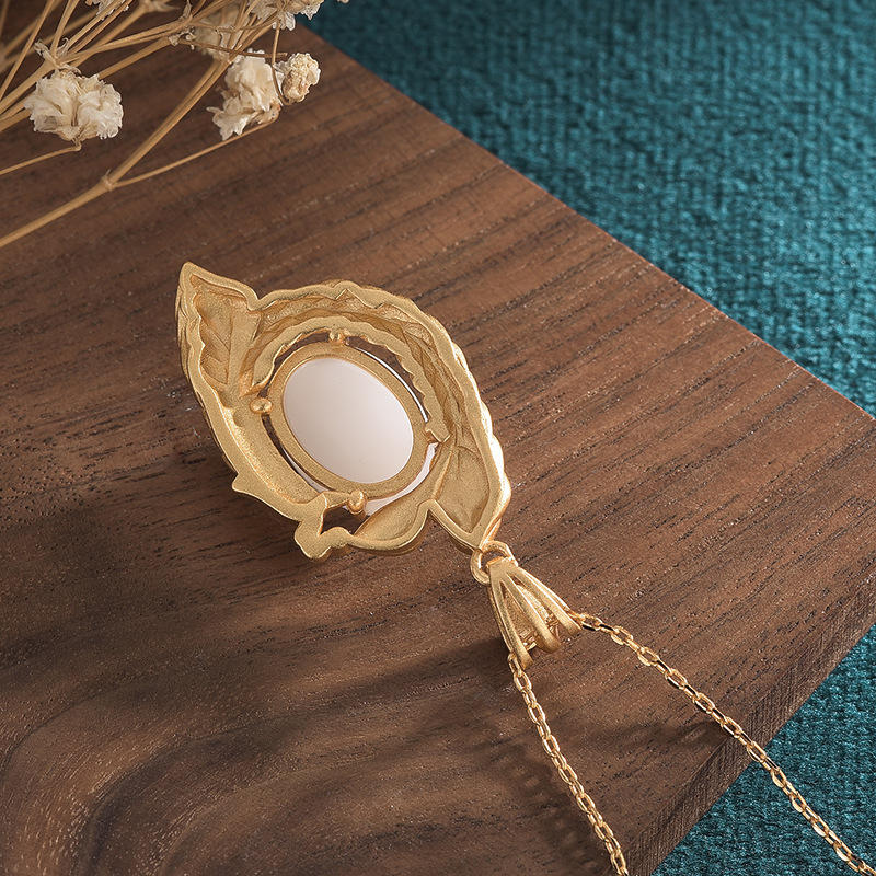 White Jade Peacock Blessing Necklace for Protection & Luck