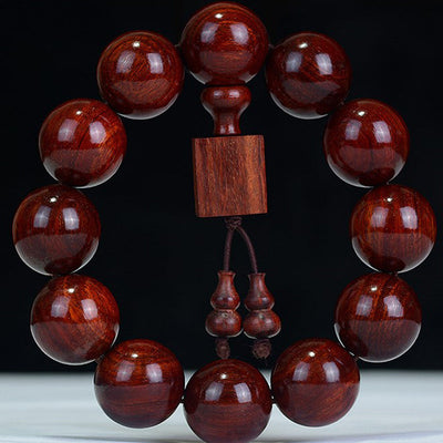 15mm Small Leaf Red Sandalwood Spiritual Bracelet for Relaxation
