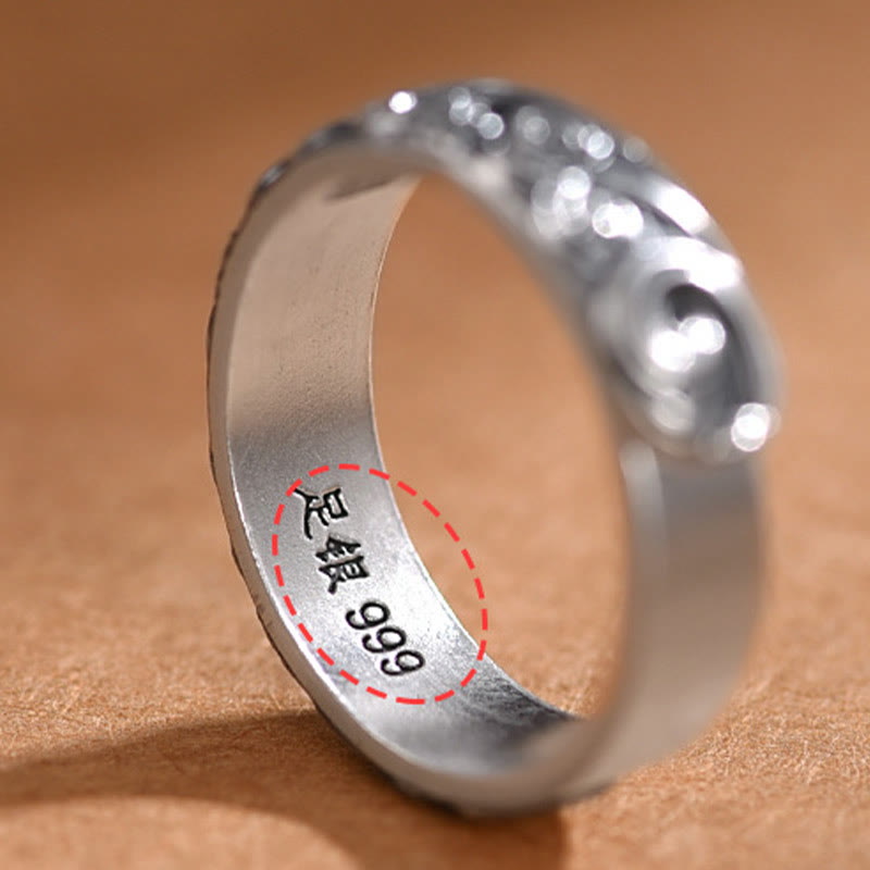 999 Sterling Silver Auspicious Clouds Adjustable Spiritual Ring